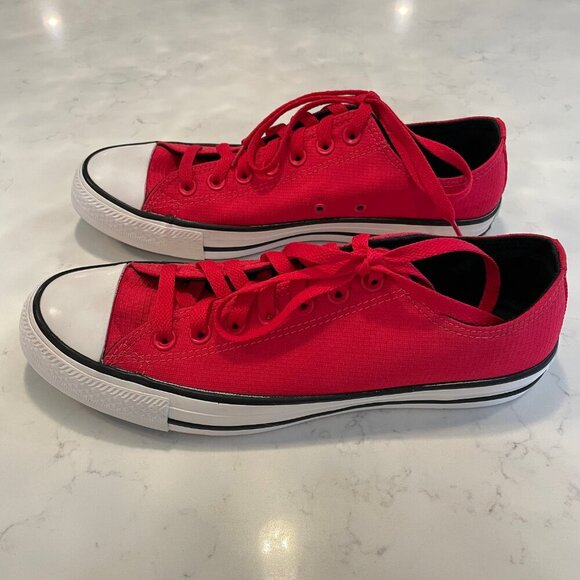 Converse All Star Casual Lo Cut Lace Up Textile Sneakers Red & Wht 8.5M/10.5 W - Picture 2 of 14